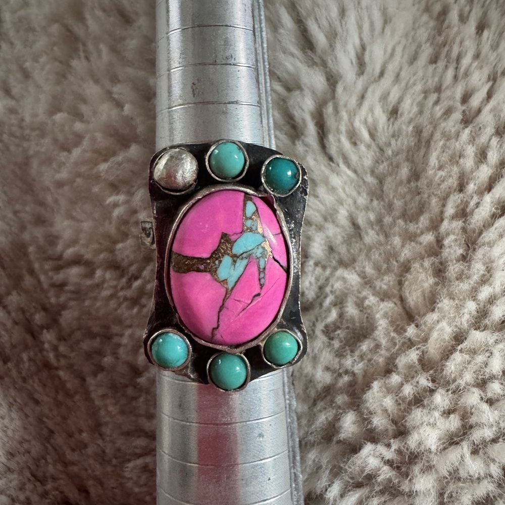 Pink and Turquoise Stone Ring